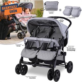 Lorelli Twin Ikiz Bebek Arabası – Cool Grey