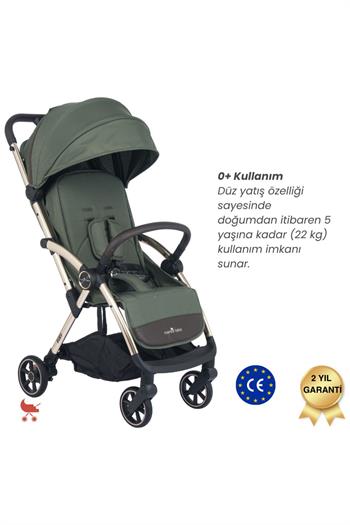 Merkür Bebe Ruby Tek Tuşla Otomatik Katlanan Kabin Boy Travel Sistem Bebek Arabası Yeşil