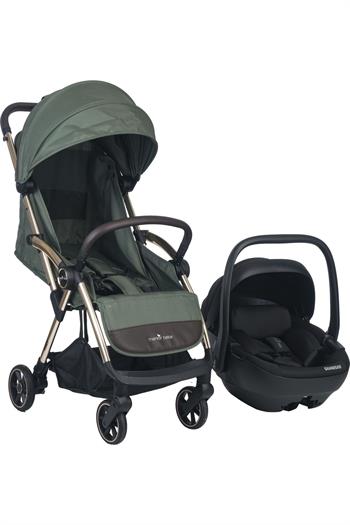 Merkür Bebe Ruby Tek Tuşla Otomatik Katlanan Kabin Boy Travel Sistem Bebek Arabası Yeşil