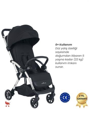 Merkür Bebe Ruby Tek Tuşla Otomatik Katlanan Kabin Boy Travel Sistem Bebek Arabası Siyah