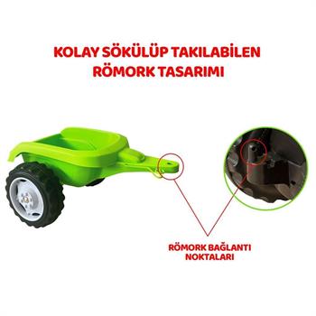 Micromax Unisex Çocuk Römorklu Pedallı Traktör Mmx Kırmızı