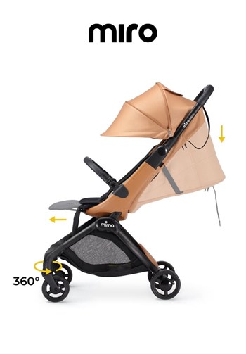 Mima Miro Kabin Boy Bebek Arabası Mocha ( Ön Bar + Adaptör Kit ) Hediyeli