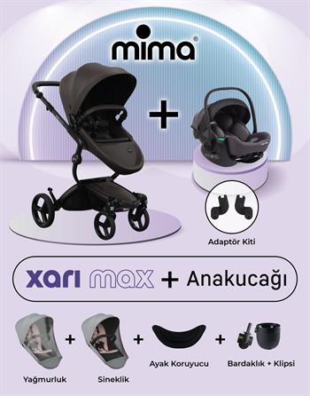 Mima Xari Max Travel Sistem Bebek Arabası Black-Chocolate ( Araba + Adaptör + Ana Kucağı + Yağmurluk + Sineklik + Bardaklık Set + Ayak Koruma )