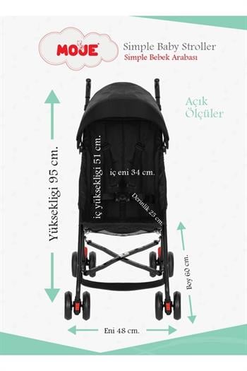 Moje Simple Pratik Baston Bebek Arabası Gri