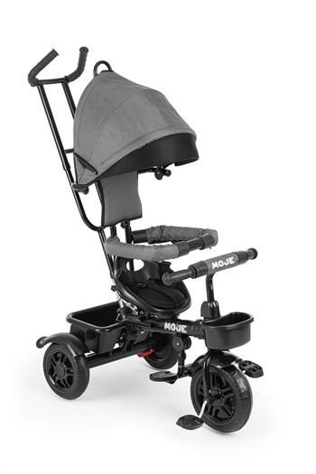 Moje Style Ebeveyn Kontrollü Tenteli Üç Tekerli İtmeli Bisiklet Gri