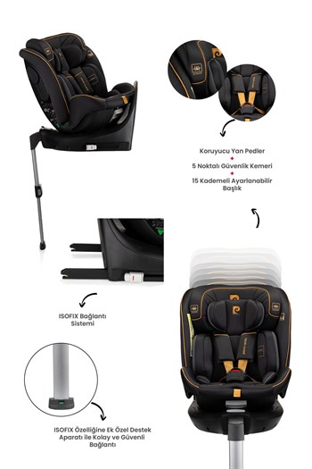 Pierre Cardin Everest Oto Koltuğu 0-36 Kg 360° - Siyah