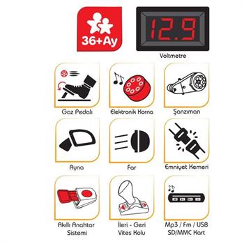 Pilsan Tery Berry 12 V Uzaktan Kumandalı Akülü Araba Beyaz