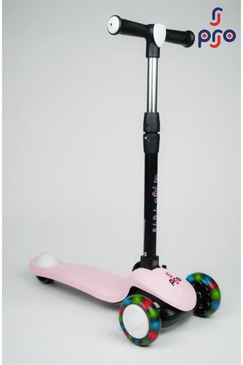 Pro Wheels Katlanır Üç Tekerleki Işıklı Scooter Açık Pembe