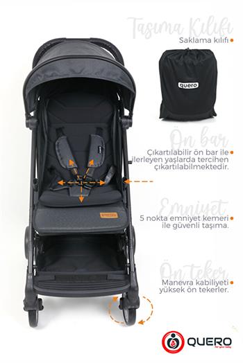 Quero Avion Cabin Bebek Arabasi Siyah