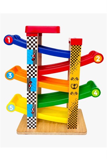 Redka/KumToys Car-Kay Montessori Oyuncak-3 Arabalı-Araba Rampası-Yarış Pisti