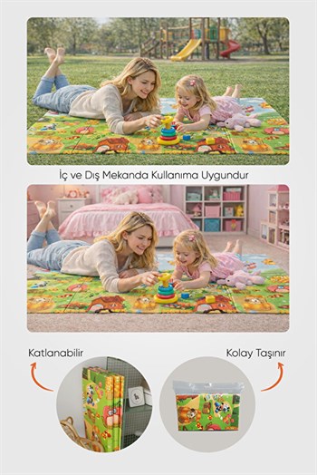 Serin Katlanır Oyun Matı Çift Taraflı 200*130 Macera Köyü