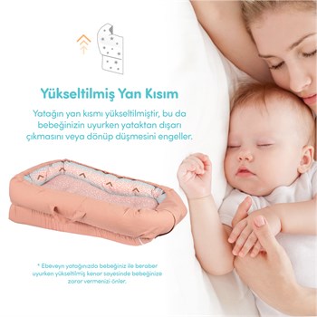 Sevi Bebe Anne Yanı Bebek Reflü Yatağı - Somon Pembe 273-16