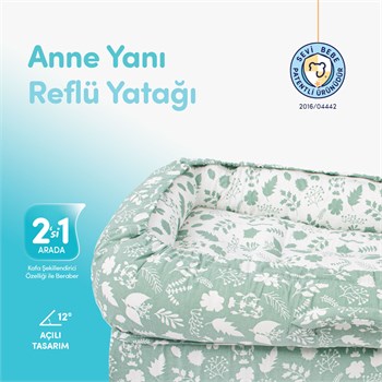 Sevi Bebe Anne Yanı Bebek Reflü Yatağı - Sarmaşık Desen 273-214