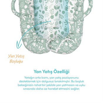 Sevi Bebe Anne Yanı Bebek Reflü Yatağı - Sarmaşık Desen 273-214