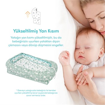 Sevi Bebe Anne Yanı Bebek Reflü Yatağı - Sarmaşık Desen 273-214