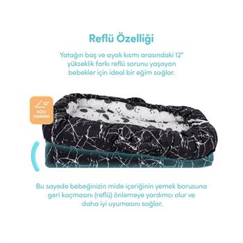 Sevi Bebe Anne Yanı Bebek Reflü Yatağı-Mermer Desen