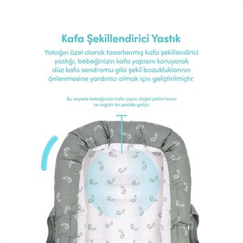 Sevi Bebe Anne Yanı Reflü Yatağı Minik Yapraklar