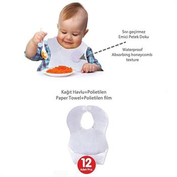 Sevi Bebe Kağıt Cepli Mama Önlüğü (12 Adet) 261