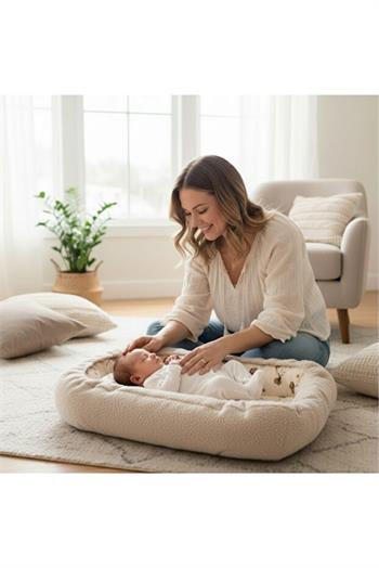 Sevi Bebe Teddy Anne Yanı Yatağı Ekru
