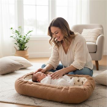 Sevi Bebe Teddy Anne Yanı Yatağı Kahve