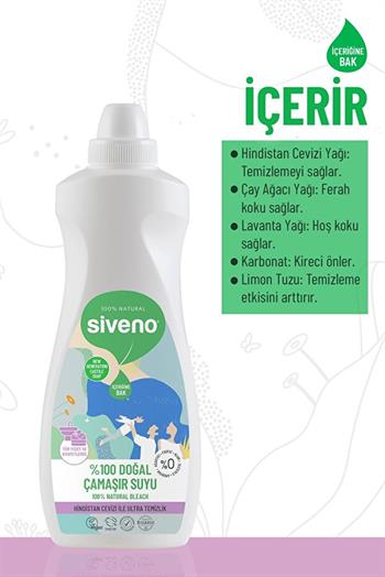 Siveno %100 Doğal Çamaşır Suyu Bitkisel Lavanta Çay Ağacı Tüm Yüzey ve Kumaşlarda 700 ml