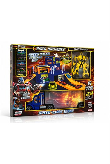 Toysan Toysan Transpower Robo Unıverse Speed Racer Garage Set - 5 Metal Cars Toy-77