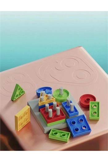 Uj Toys 17 Parça 4 Farklı Renkli Eğlenceli Geometrik Şekilli Zeka Geliştirici Eğitici Bul-Tak Oyun Seti
