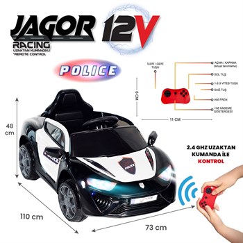 Uj Toys Jagor Uzaktan Kumandalı 12 Volt  Akülü Araba Polis