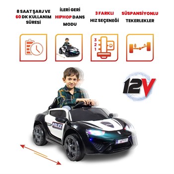 Uj Toys Jagor Uzaktan Kumandalı 12 Volt  Akülü Araba Polis