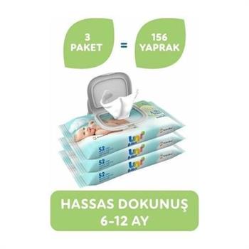 Uni Baby Hassas Dokunuş Islak Mendil 3x52 li