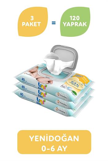 Uni Baby Yenidoğan Islak Mendil 3lü 120 Yaprak