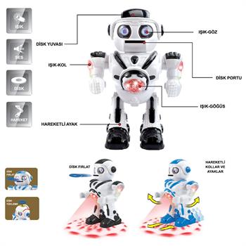Vardem Işıklı ve Müzikli Disk Atan Uzay Savaşçısı Pilli Robot