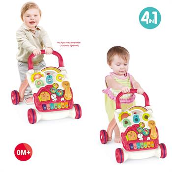 Vardem Piyanolu 4in1 Bebek Yürüteci (Pembe Renk)