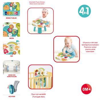 Vardem Piyanolu 4in1 Bebek Yürüteci (Pembe Renk)