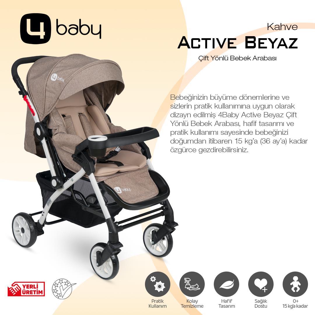 4 Baby AB-320 Active White Çift Yönlü Bebek Arabası Antrasit 8683363900518