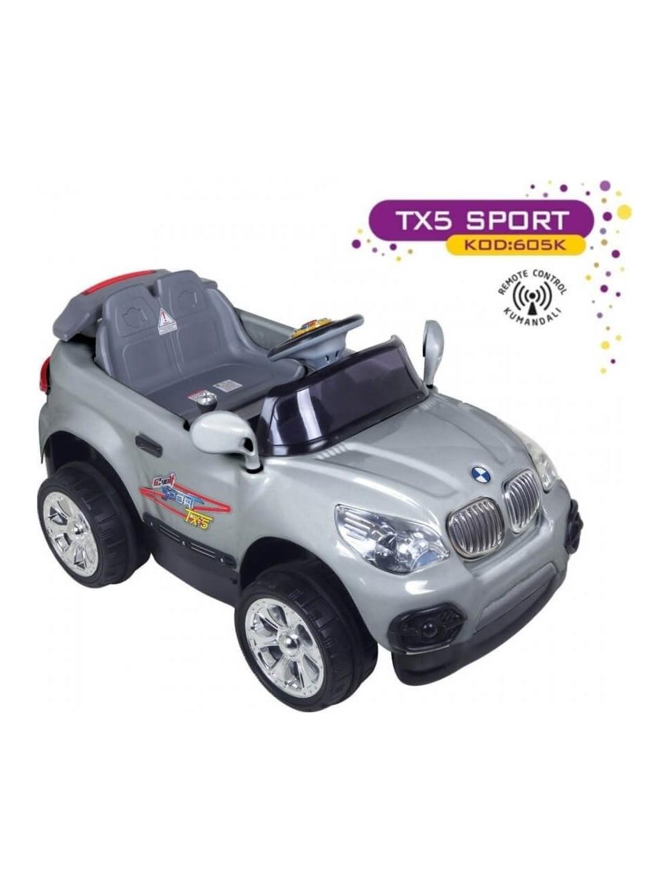 Aliş 605 K 12 Volt Tx5 Sport Turbo Motor Kumandalı Akülü Araba  Gri