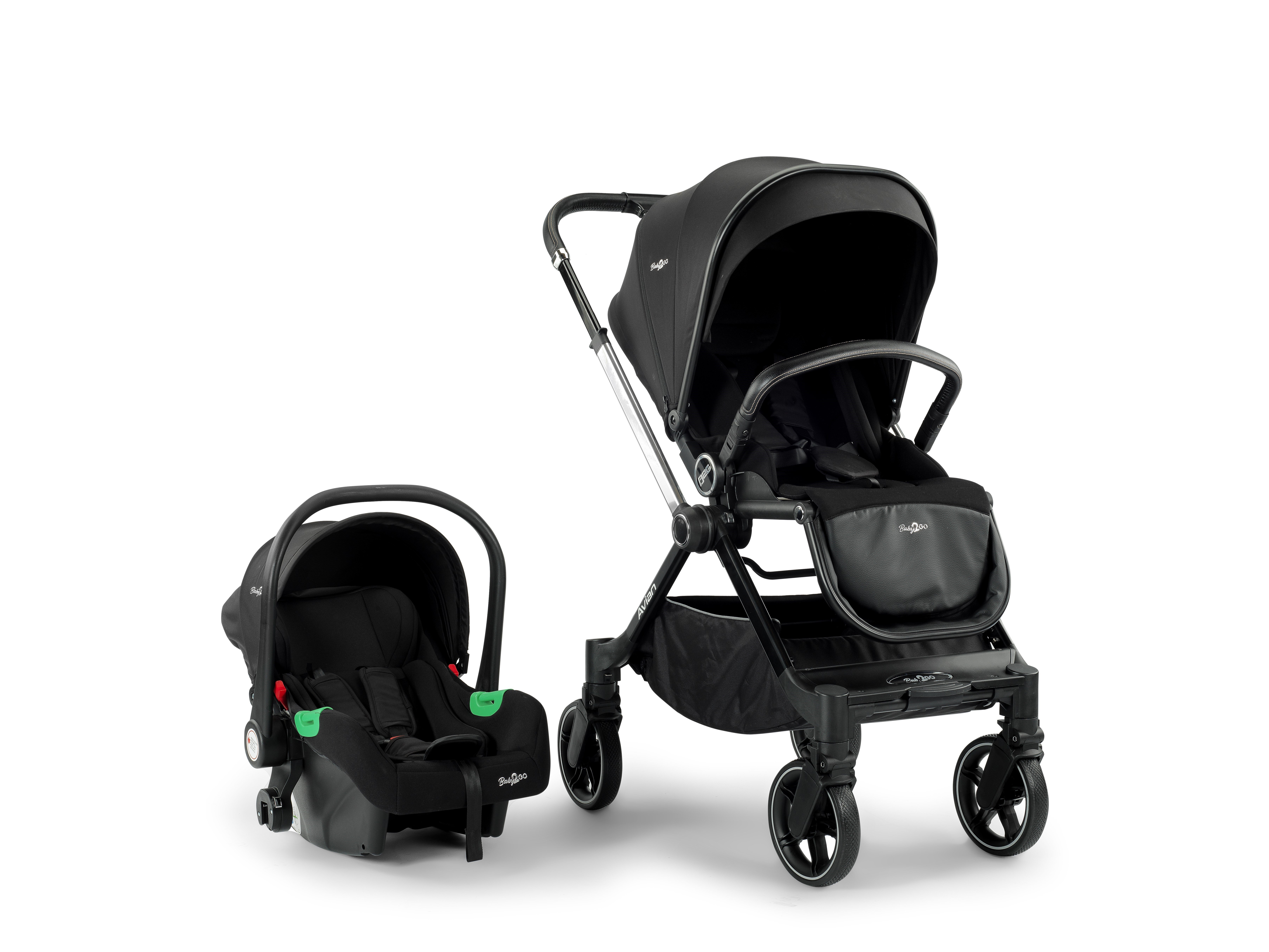Baby2go Avian Akıllı  360 Teker Travel Sistem Bebek Arabası Siyah Yeni Ürün