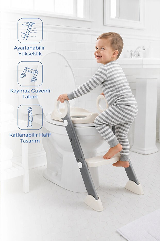 Babyjem 861 Basamaklı & Katlanır Klozet Adaptörü Kum Beji
