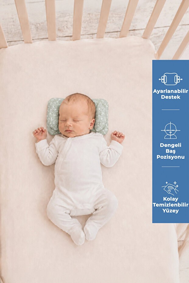 Babyjem 937 Ayarlanabilir Düz Kafa Yastığı Yeşil Çiçek