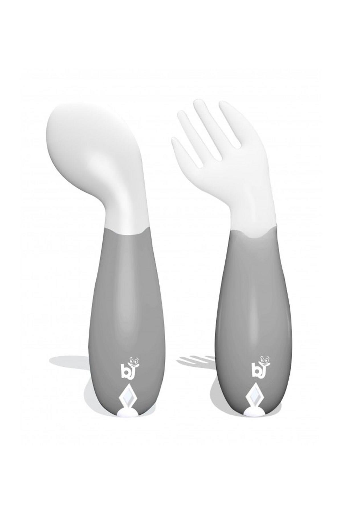 Babyjem  Açılı Mama Kaşık Çatal Takımı Gri 703