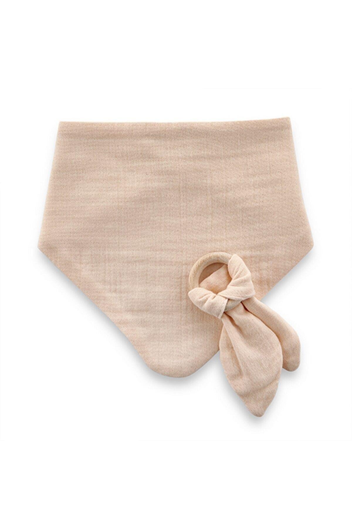 Babyjem Ahşap Diş Kaşıyıcılı Bürümcük Müslin Önlük Somon 736