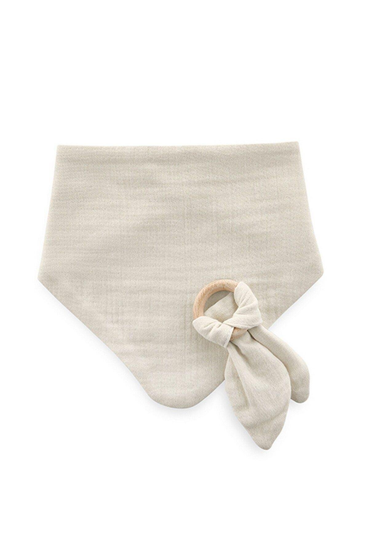 Babyjem Ahşap Diş Kaşıyıcılı Bürümcük Müslin Önlük Ekru 736