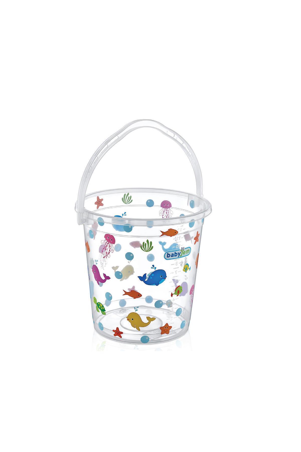 Babyjem Bebek Banyo Kovası Şeffaf Beyaz Desenli 399
