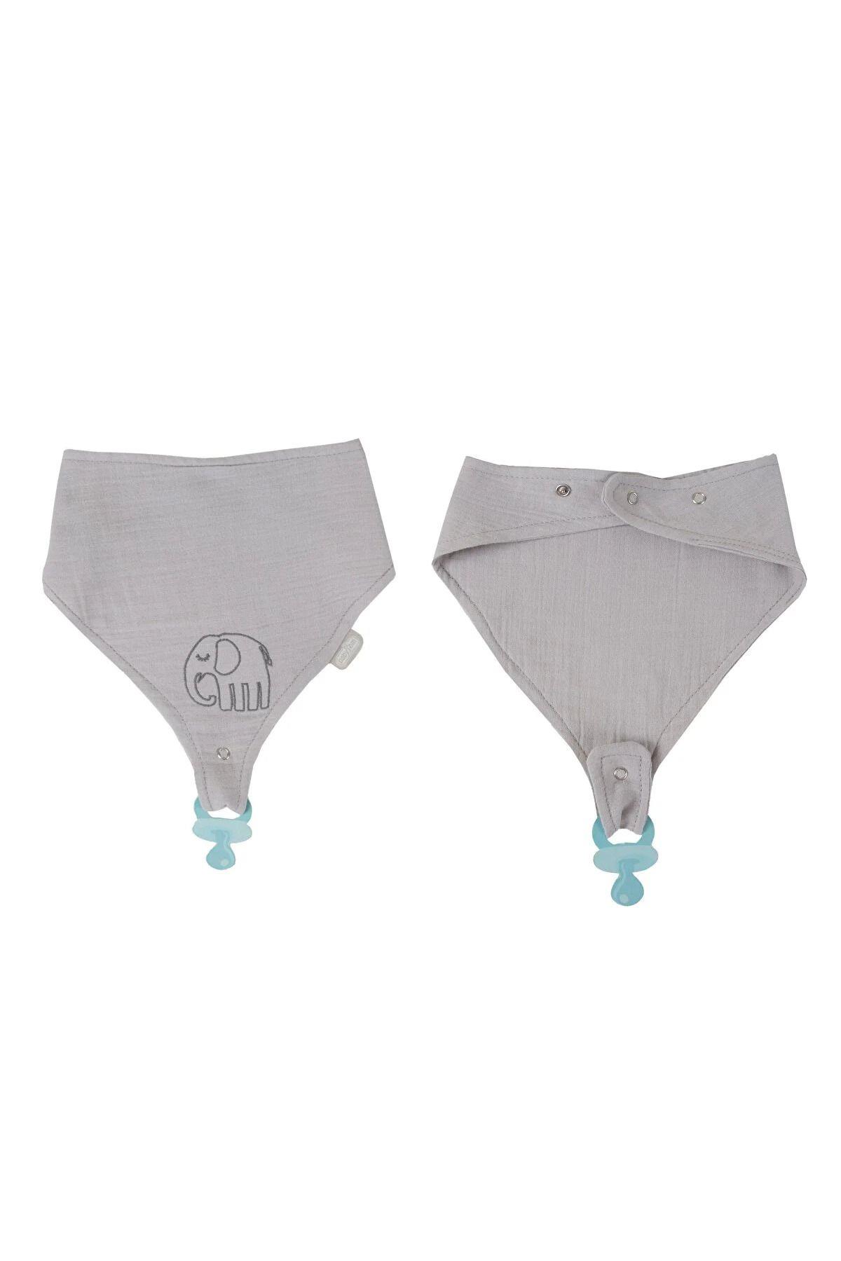 Babyjem Emzik Askılı Müslin Önlük Gri 837