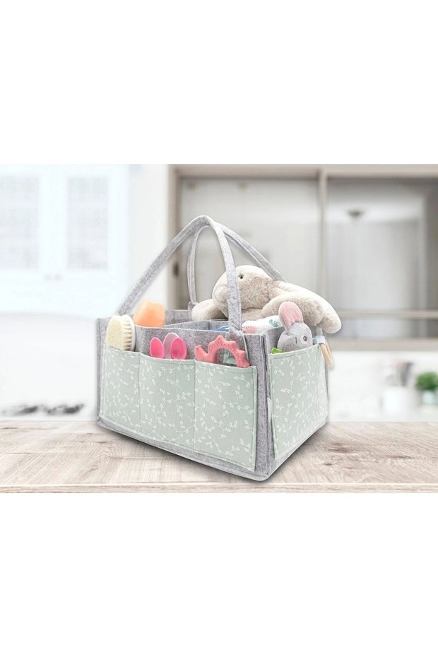 Babyjem Keçe Anne Bebek Bakım Çantası Yeşil Çiçek 772