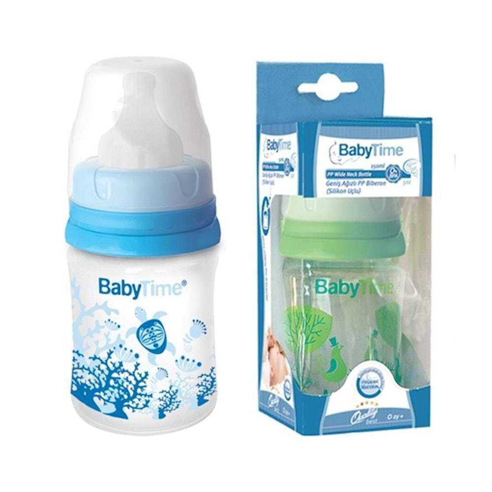 BabyTime Geniş Ağız PP Biberon (Silikon Uçlu) 250ml BT075