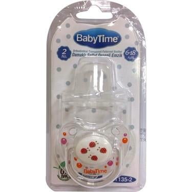 BabyTime Silikon Damaklı Koruyucu Kapaklı Şeffaf Gövdeli Desenli Emzik N.2 BT135-2