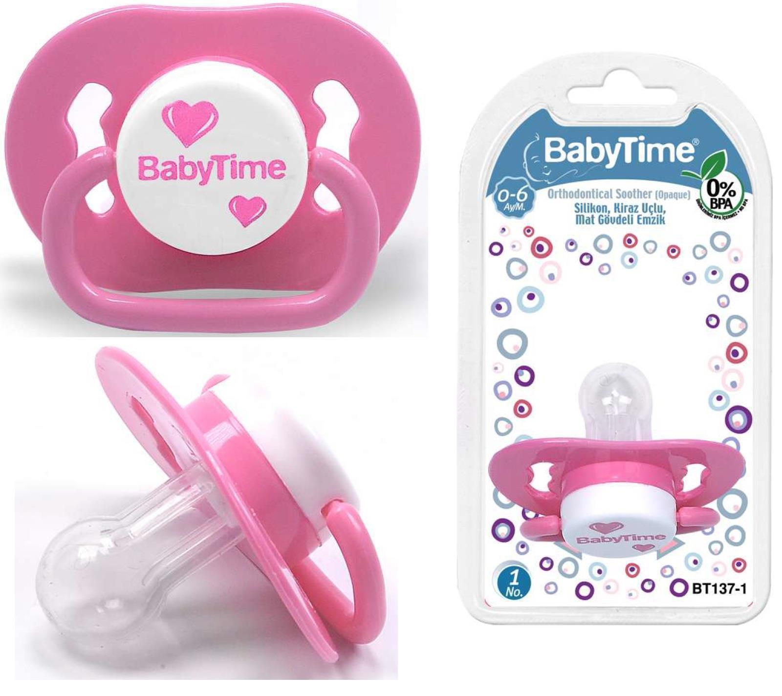BabyTime Silikon Damaklı Koruyucu Kapaklı Mat Gövdeli Emzik N.1 BT137-1