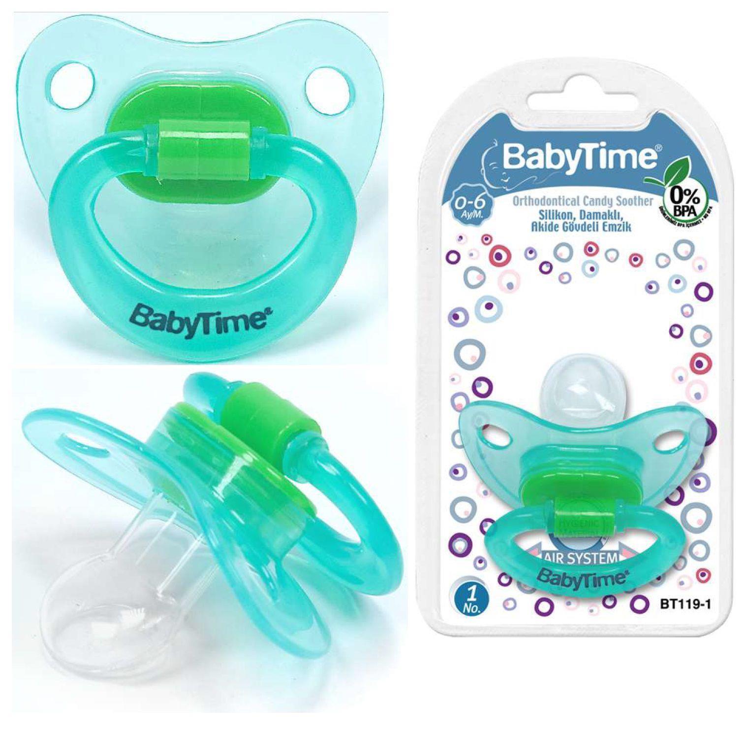 BabyTime Silikon Damaklı Koruyucu Kapaklı  Desenli Emzik  N.2 BT144-2