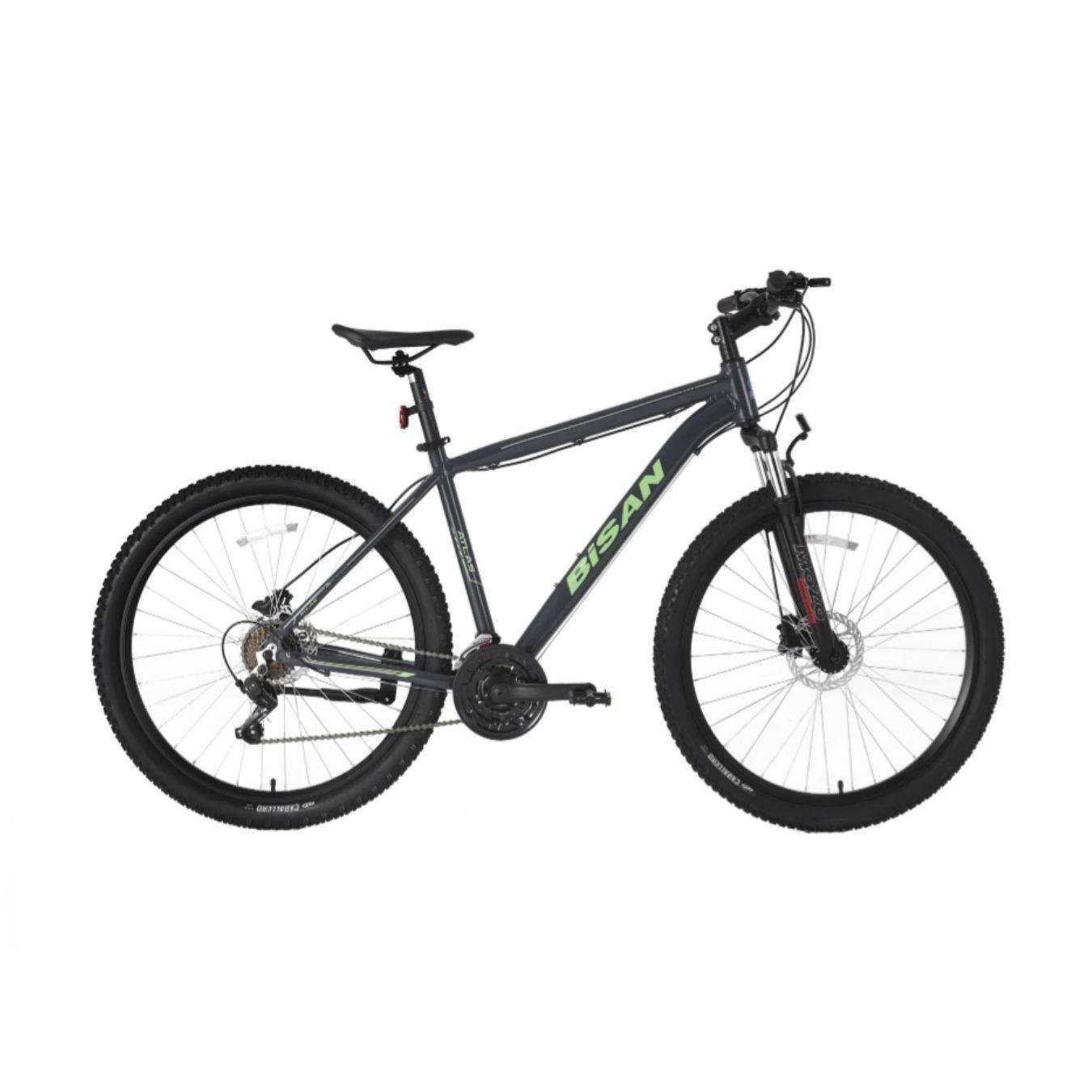 Bisan Atlas Hd-24 Ürün Rengi: Parlak Gri   Kadro: 19'' - 48 Cm   Vites: 3X7 Vites   Tekerlek: 27.5''   Etiket Rengi: Yeşil